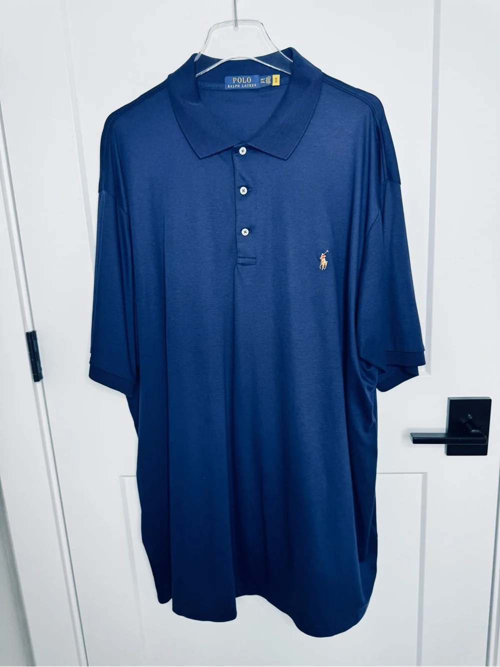 Men's Ralph Lauren Soft Cotton Polo Shirt Refined Navy Blue Multi Pony 2XLT NEW